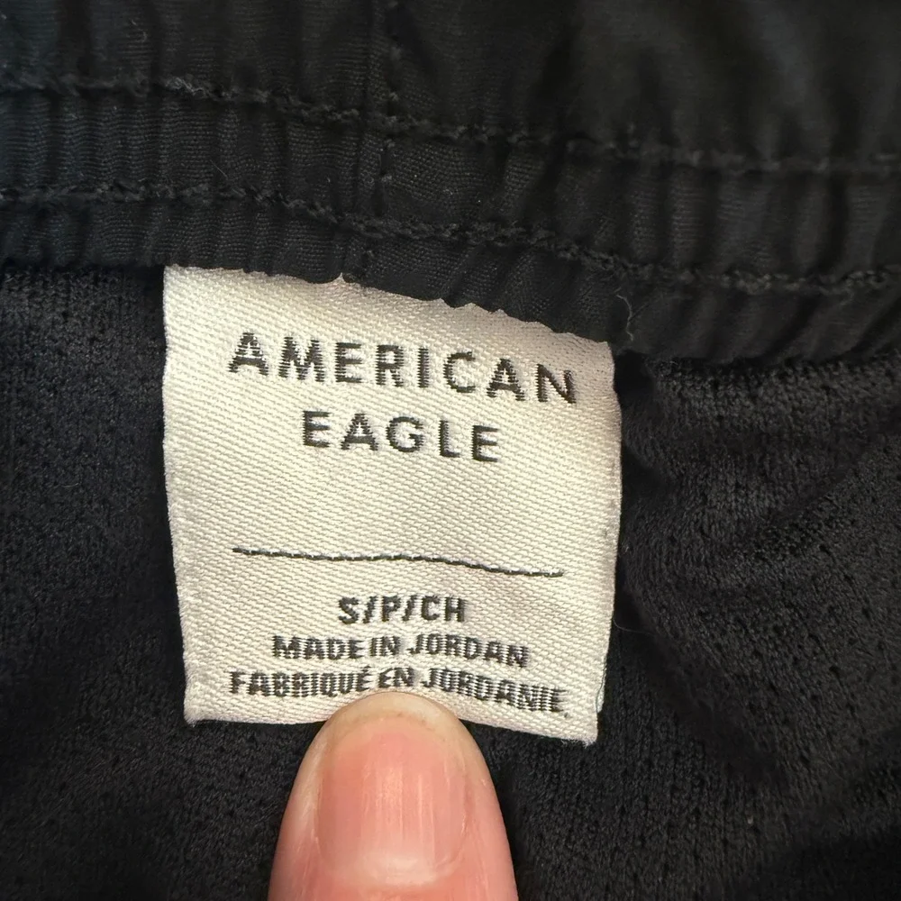 American Eagle‎ Mens Black Nylon Shorts Lined Zip Pocket Small
